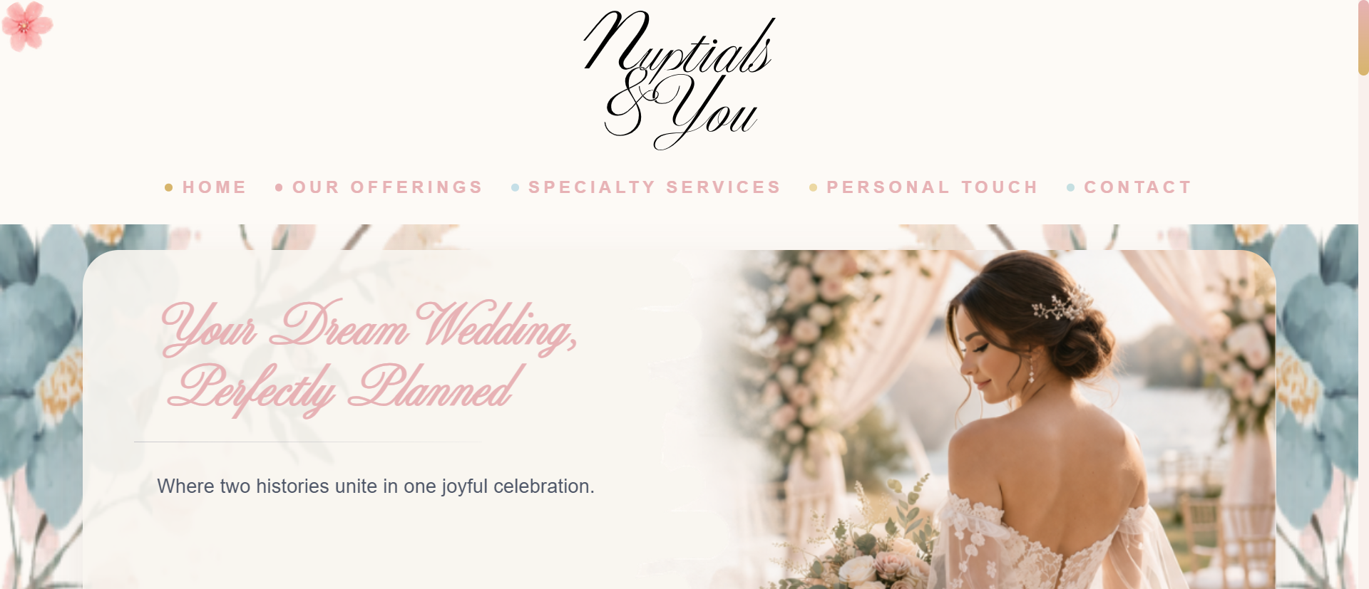 Nuptials & You wedding website preview